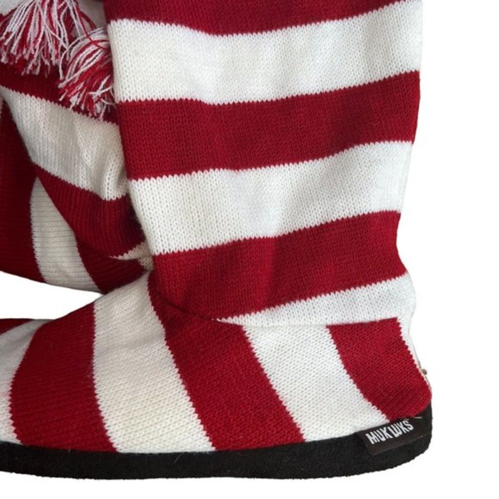 Muk Luks Slipper Tall Boots Red White‎ Stripes Sweater Christmas Mens Size 9-10